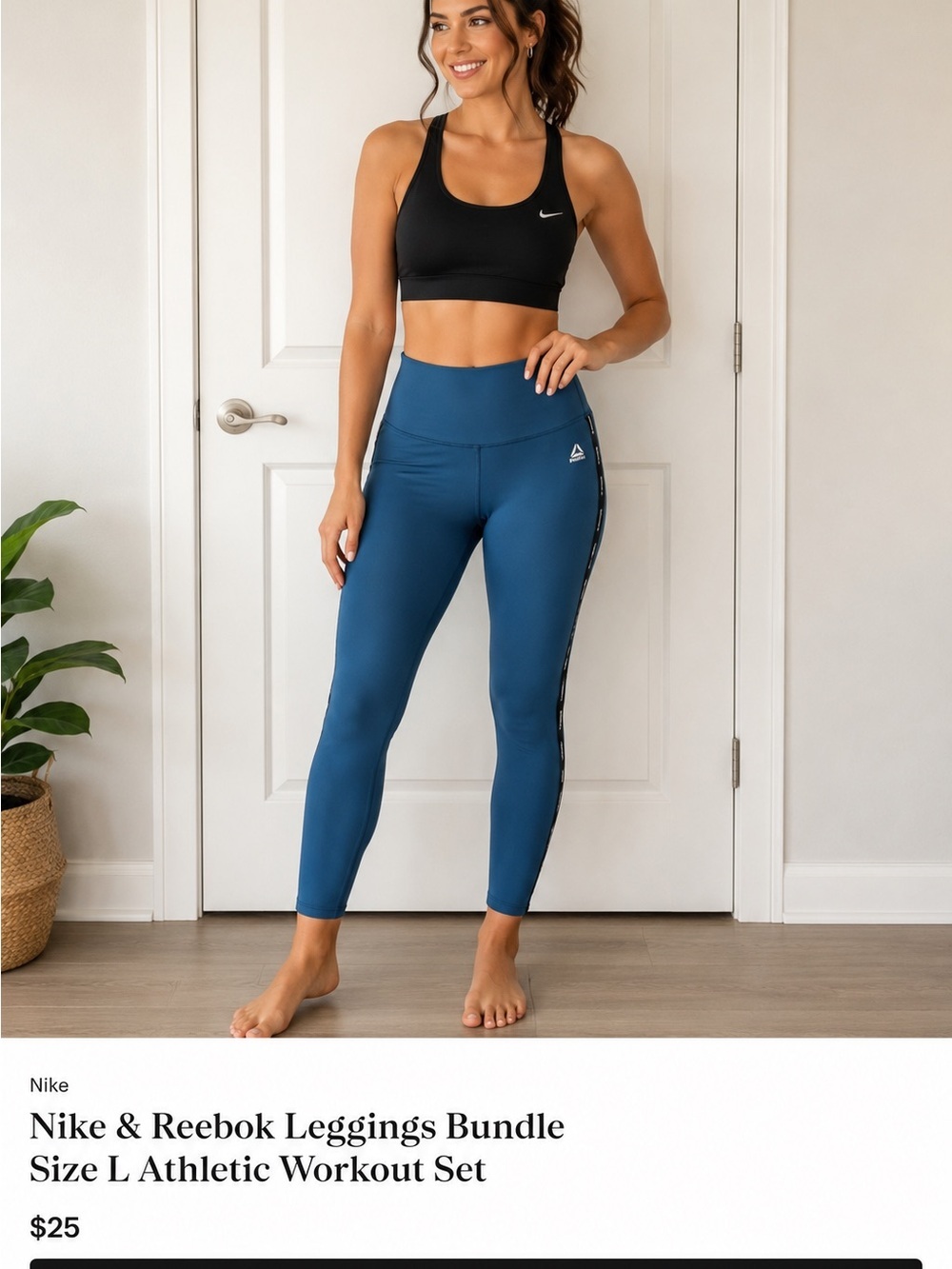 Nike Dry Fit & Reebok Leggings Bundle Size L Athletic Workout Set - Picture 5 of 5
